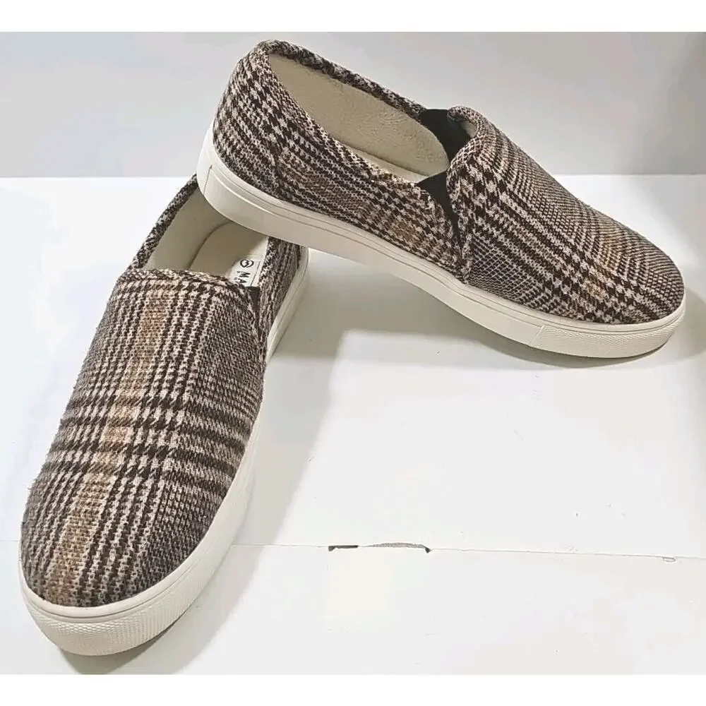 Magellan OutDoors Shoes Loafers Slip Ons Women Size 10B Brown Plaid.